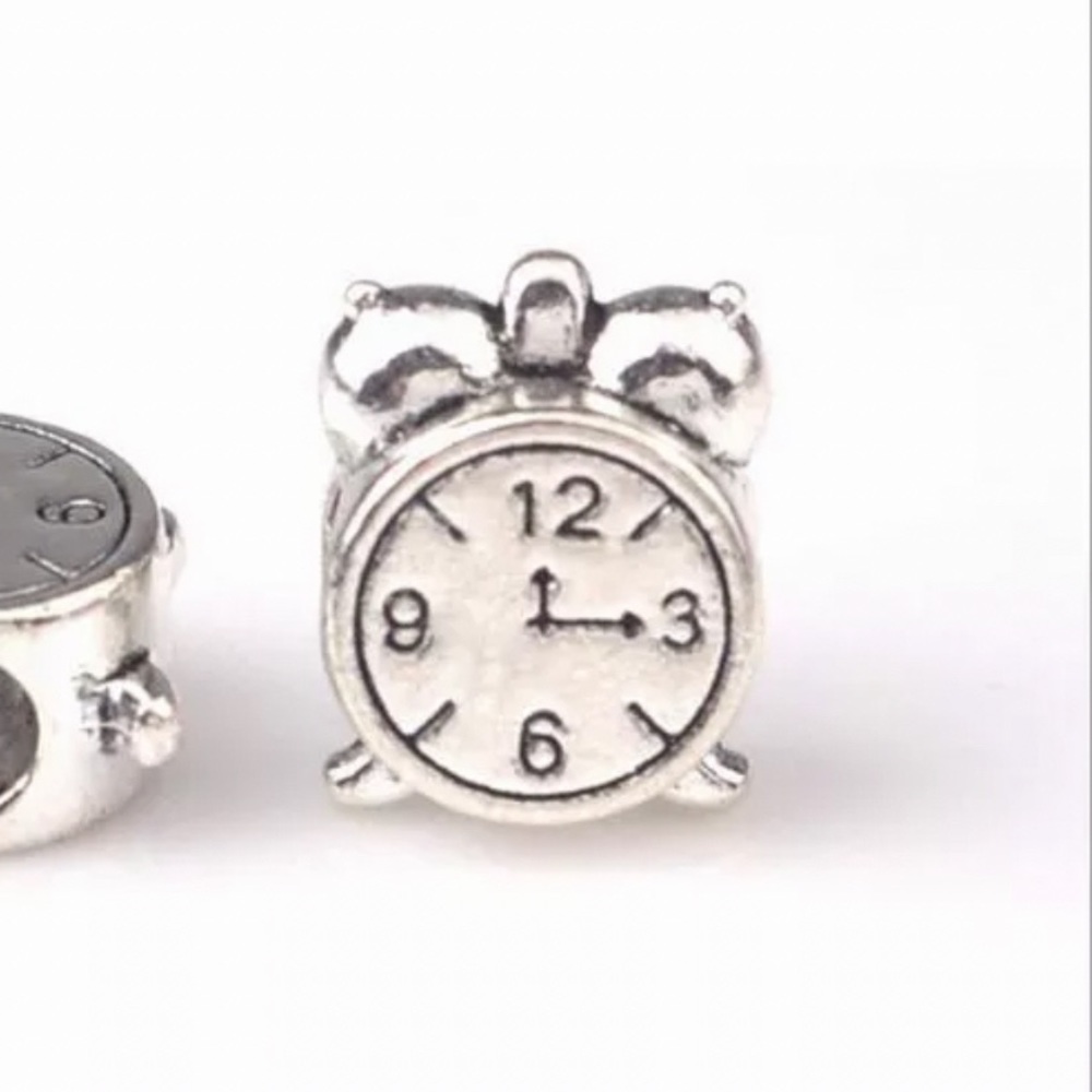 NEW•Silver Old Fashion Alarm Clock DIY charm